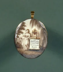 Memorial pendant inscribed with Go Spotless Innocence to Endless Bliss